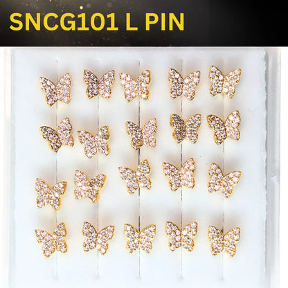 SNCG101 BUTTERFLY STONE GOLD ( L PIN ) 20pcs