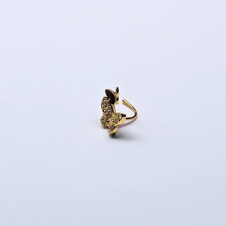 SNCG102 TWO BUTTERFLY STONE GOLD (L PIN) 20pcs