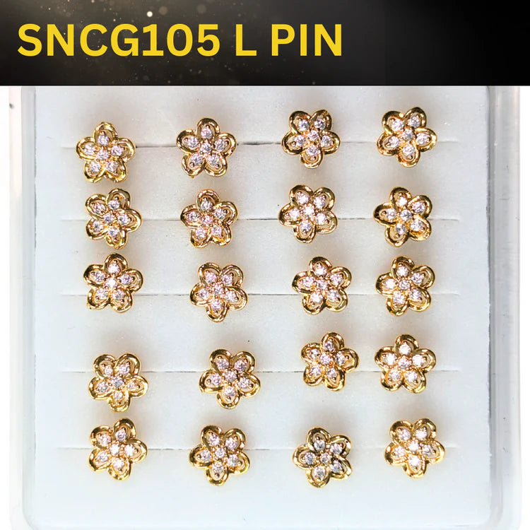 SNCG105 FLOWER STONE GOLD (L PIN) 20pcs