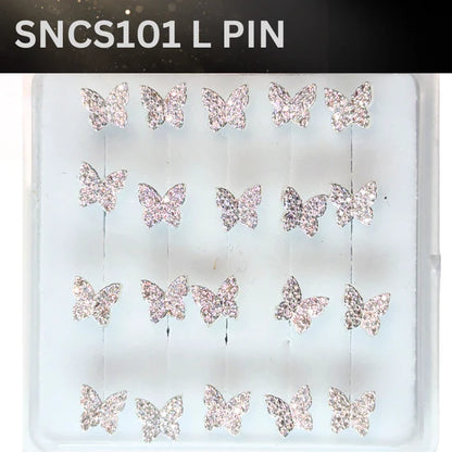 SNCS101 BUTTERFLY STONE SILVER ( L PIN ) 20pcs