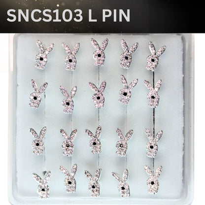 SNCS103 RABBIT STONE SILVER (L PIN ) 20pcs