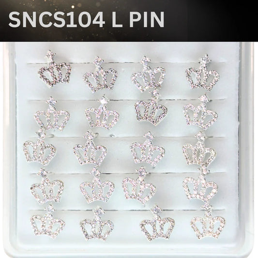 SNCS104 CROWN STONE SILVER (L PIN) 20pcs