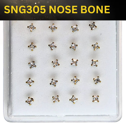 SNG305 2.5MM SQ CUBIC STONE GOLD (NOSE BONE) 20pcs