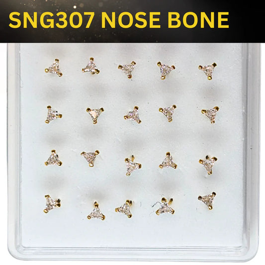 SNG307 3.0MM TRIANGLE CUBIC STONE GOLD (NOSE BONE) 20pcs