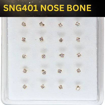 SNG401 3.0MM SQ STONE GOLD ( NOSE BONE ) 20pcs