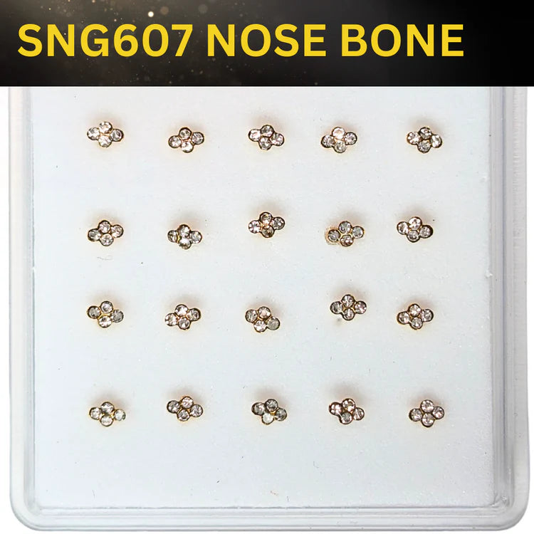 SNG607 4DOT STONE GOLD (NOSE BONE) 20pcs