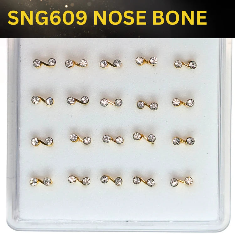 SNG609 2DOT STONE GOLD (NOSE BONE ) 20pcs