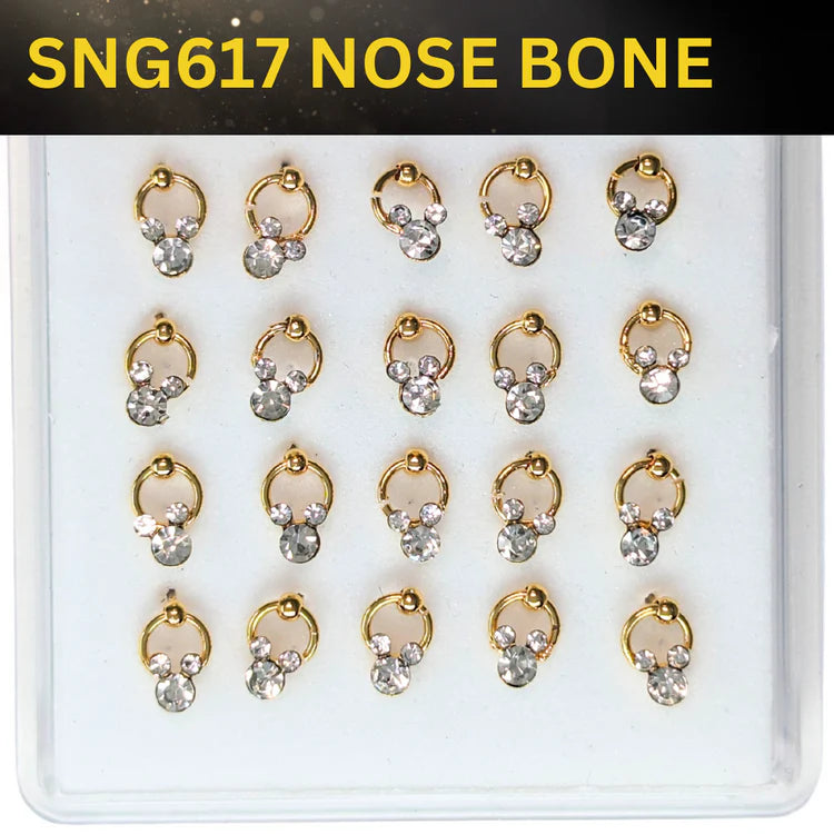 SNG617 BEAR STONE ON RING GOLD (NOSE BONE) 20pcs