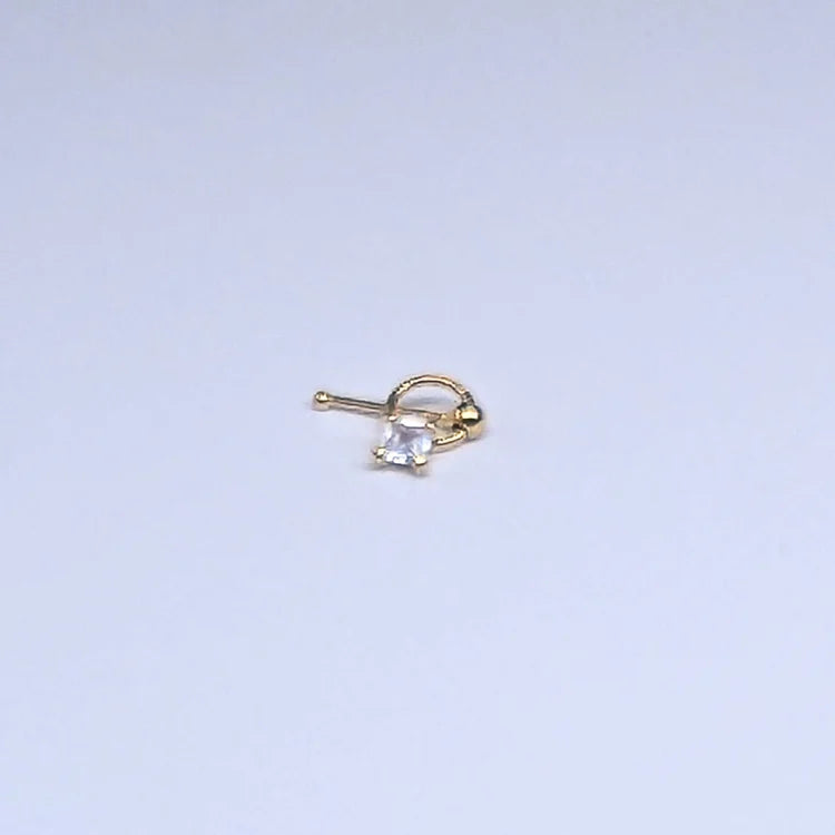 SNG619 2.5MM SQ CUBIC ON RING GOLD (NOSE BONE) 20pcs