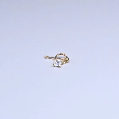 SNG619 2.5MM SQ CUBIC ON RING GOLD (NOSE BONE) 20pcs