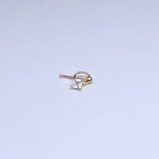 SNG619 2.5MM SQ CUBIC ON RING GOLD (NOSE BONE) 20pcs