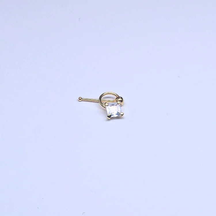 SNG620 3.0MM SQ CUBIC ON RING GOLD (NOSE BONE) 20pcs