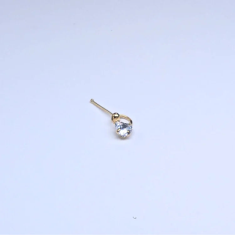 SNG621 4.0MM HEART CUBIC ON RING GOLD (NOSE BONE) 20pcs