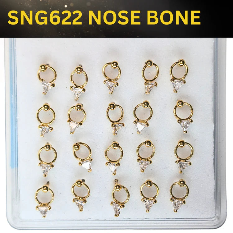 SNG622 3.0MM TRIANGLE CUBIC ON RING GOLD (NOSE BONE) 20pcs