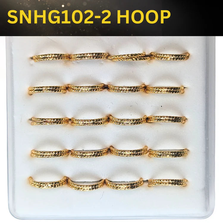 SNHG102-2 TEXTURED TWO LINE HOOP GOLD (HOOP) 20pcs