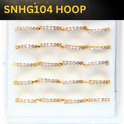 SNHG104 6 CLEAR STONE HOOP GOLD (HOOP) 20pcs