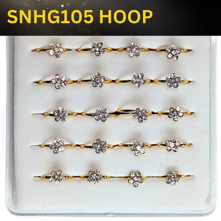 SNHG105 HOOP W/FLOWER STONE GOLD (HOOP) 20pcs