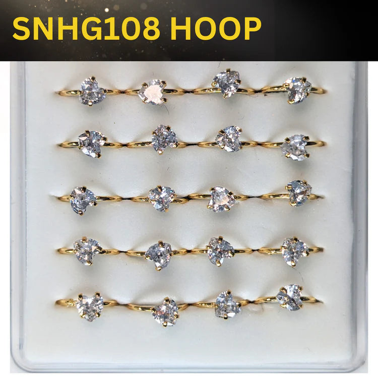 SNHG108 4.0MM HEART CUBIC GOLD (HOOP) 20pcs