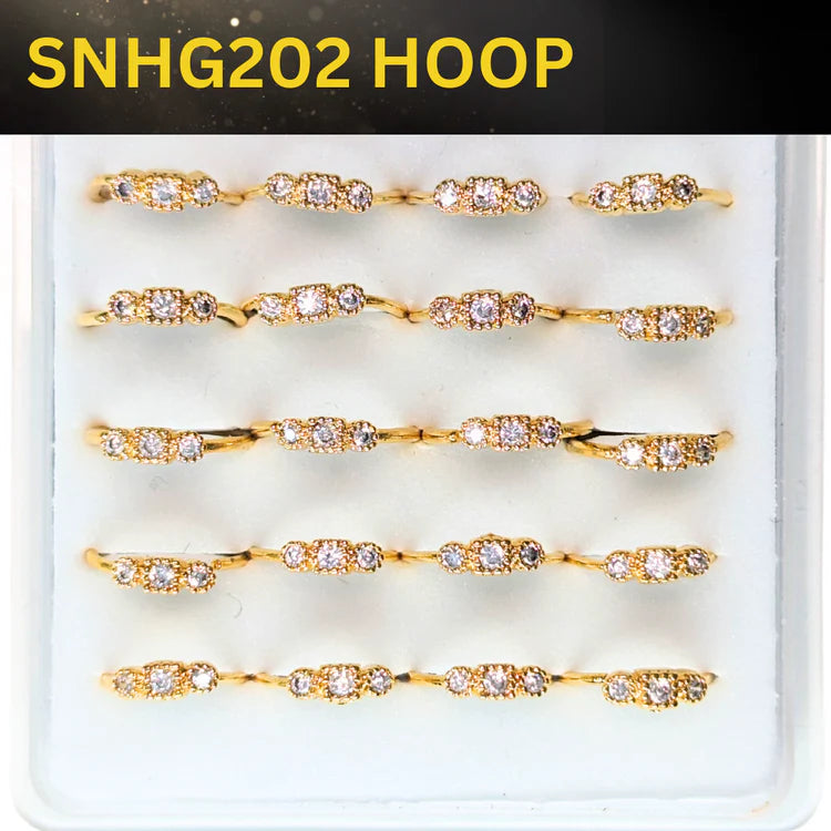 SNHG202 SQ 3 STONE HOOP GOLD (HOOP) 20pcs