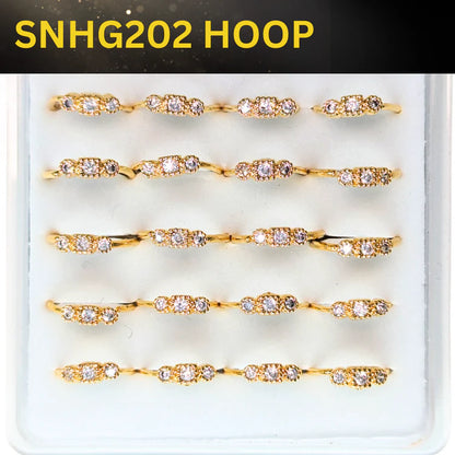 SNHG202 SQ 3 STONE HOOP GOLD (HOOP) 20pcs