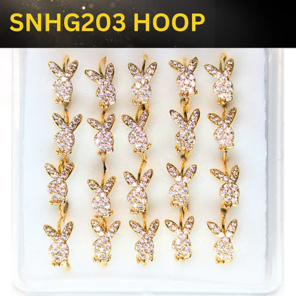 SNHG203 RABBIT STONE HOOP GOLD (HOOP) 20pcs