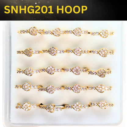 SNHG201 HEART STONE GOLD (HOOP) 20pcs