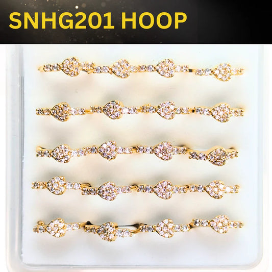 SNHG201 HEART STONE GOLD (HOOP) 20pcs