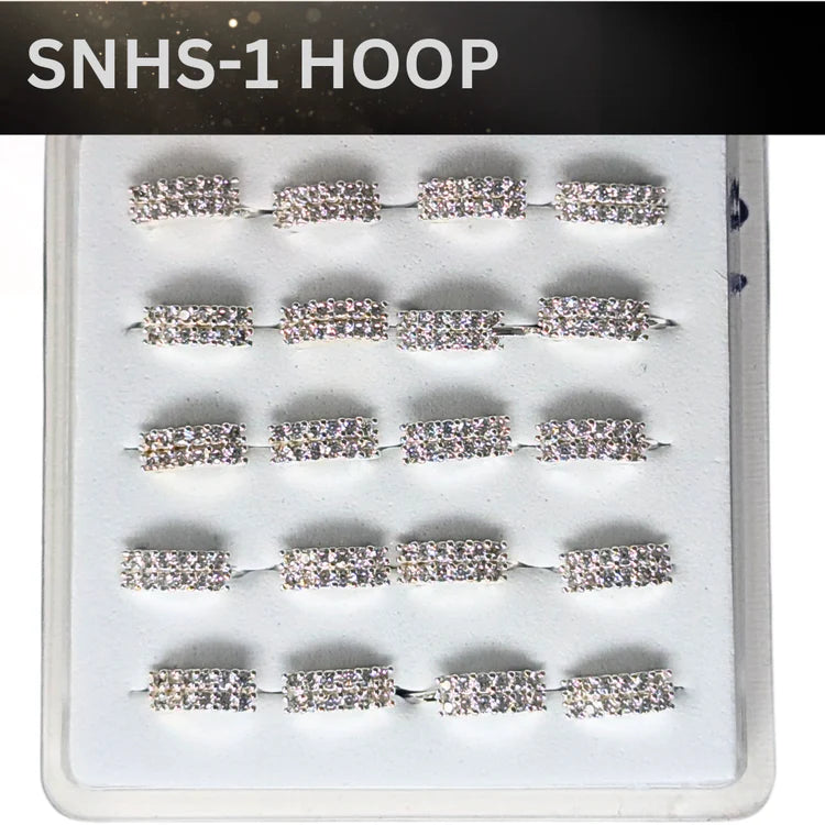 SNHS -1 12 CLEAR STONE TWO LINE HOOP SILVER ( HOOP) 20PCS