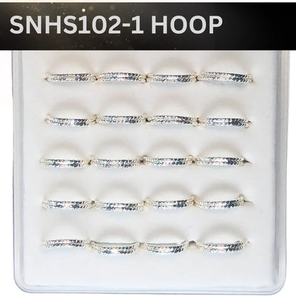 SNHS102-1 TEXTURED TWO LINE HOOP SILVER (HOOP) 20pcs