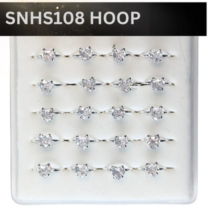 SNHS108 4.0MM HEART CUBIC HOOP SILVER (HOOP) 20pcs