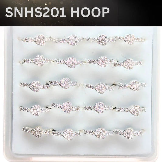 SNHS201 HEART STONE SILVER (HOOP) 20pcs